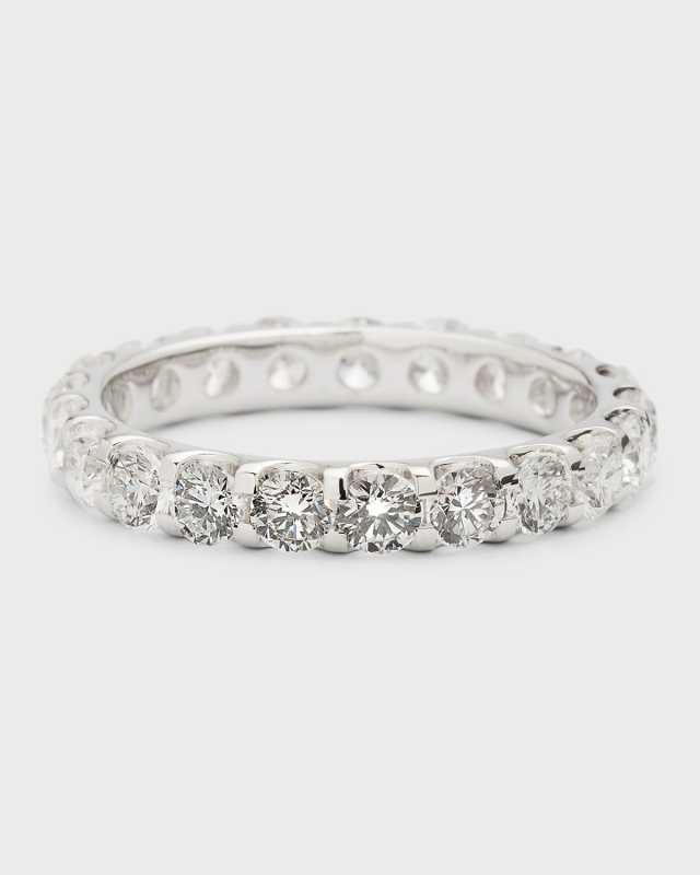 18K White Gold Round Diamond Eternity Band, Size 6